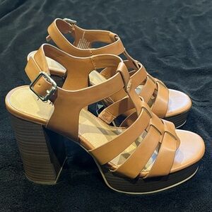 Torrid Brown Strappy Block Heels